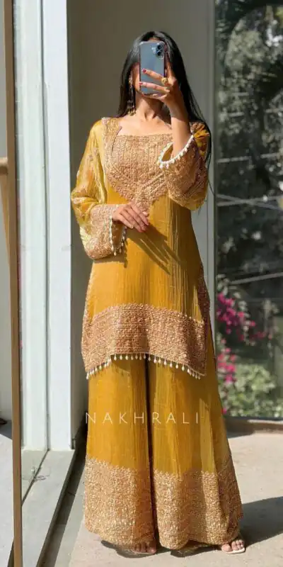 SR 1705 Mustered Fendy Silk Salwar Suit Perfect for Wedding, Party, Cultural Events, Sangeet, Housewarming – . Grab it for ₹2449. Delivery 4-6 Working Da | Jump Suits, Salwar suit, Casual Suits, Creative suits, Designer Suits, Palazzo Suits, Party Wear Suits, Patiala Suits, Straight Suits