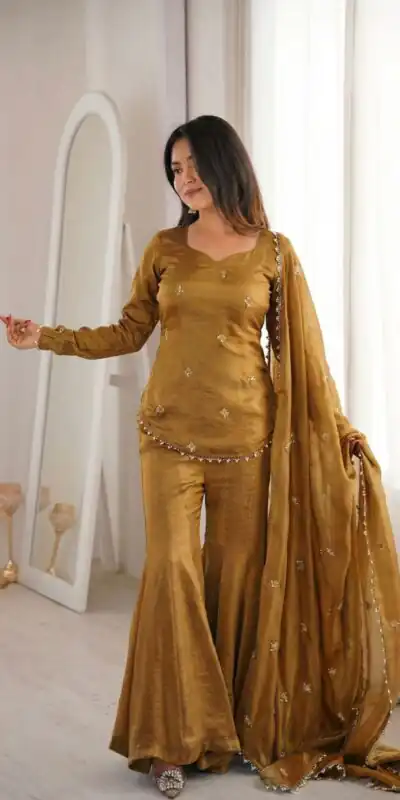 ZSR 3159 Mustered Fendy Silk Salwar Suitwith Embroidery Work & Lace Work. Now at just ₹2049. Delivery 4-6 Working Days. Shop now. | Jump Suits, Salwar suit, Casual Suits, Creative suits, Designer Suits, Palazzo Suits, Party Wear Suits, Patiala Suits, Straight Suits