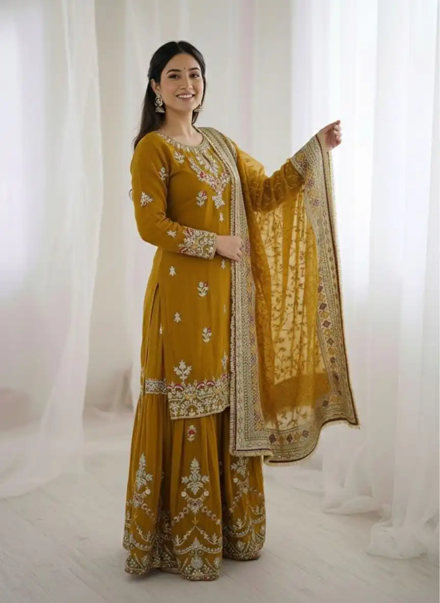 SSR 5007 Mustered Color Georgette Salwar Suit with Embroidery Work. Get it for ₹2449. Delivery 4-6 Working Days. Shop now. | Jump Suits, Salwar suit, Casual Suits, Creative suits, Designer Suits, Palazzo Suits, Party Wear Suits, Patiala Suits, Straight Suits
