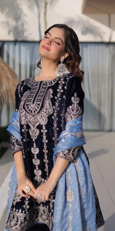 KA 1228 Navy Blue 9000 Velvet Salwar Suit Perfect for Wedding, Party, Diwali, Holi, Traditional Day – . Get it for ₹3049. Delivery 4-6 Working Days. Shop | Jump Suits, Salwar suit, Casual Suits, Creative suits, Designer Suits, Palazzo Suits, Party Wear Suits, Patiala Suits, Straight Suits