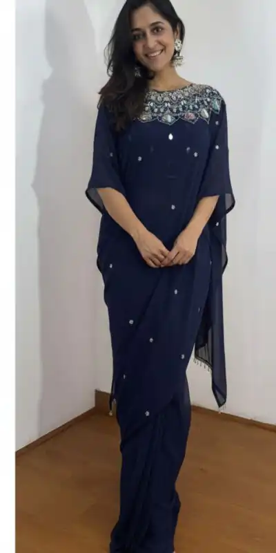 ST 1157 Navy Blue in Faux Georgette Mirror Work & Embroidery Work Saree. Festive Deal ₹1899. Delivery 4-6 Working Days. Shop now. | Sarees, Bollywood Sarees, Creative Sarees, Designer Sarees, Embroidered Sarees, Ethnic Saree, Modern Digital sarees, Party Wear Sarees