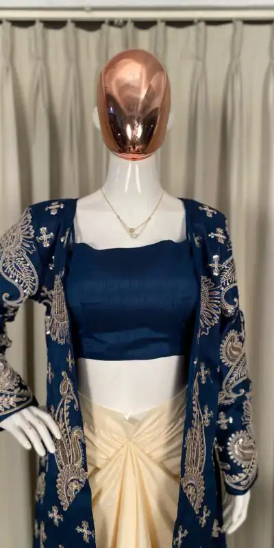 BE 450 Navy Blue French Crape Dhoti SuitPerfect for Wedding, Party, Makar Sankranti, Pongal, Anniversary – . Exclusive Offer ₹1999. Delivery 4-6 Working Da | Jump Suits, Salwar suit, Casual Suits, Creative suits, Designer Suits, Palazzo Suits, Party Wear Suits, Patiala Suits, Straight Suits