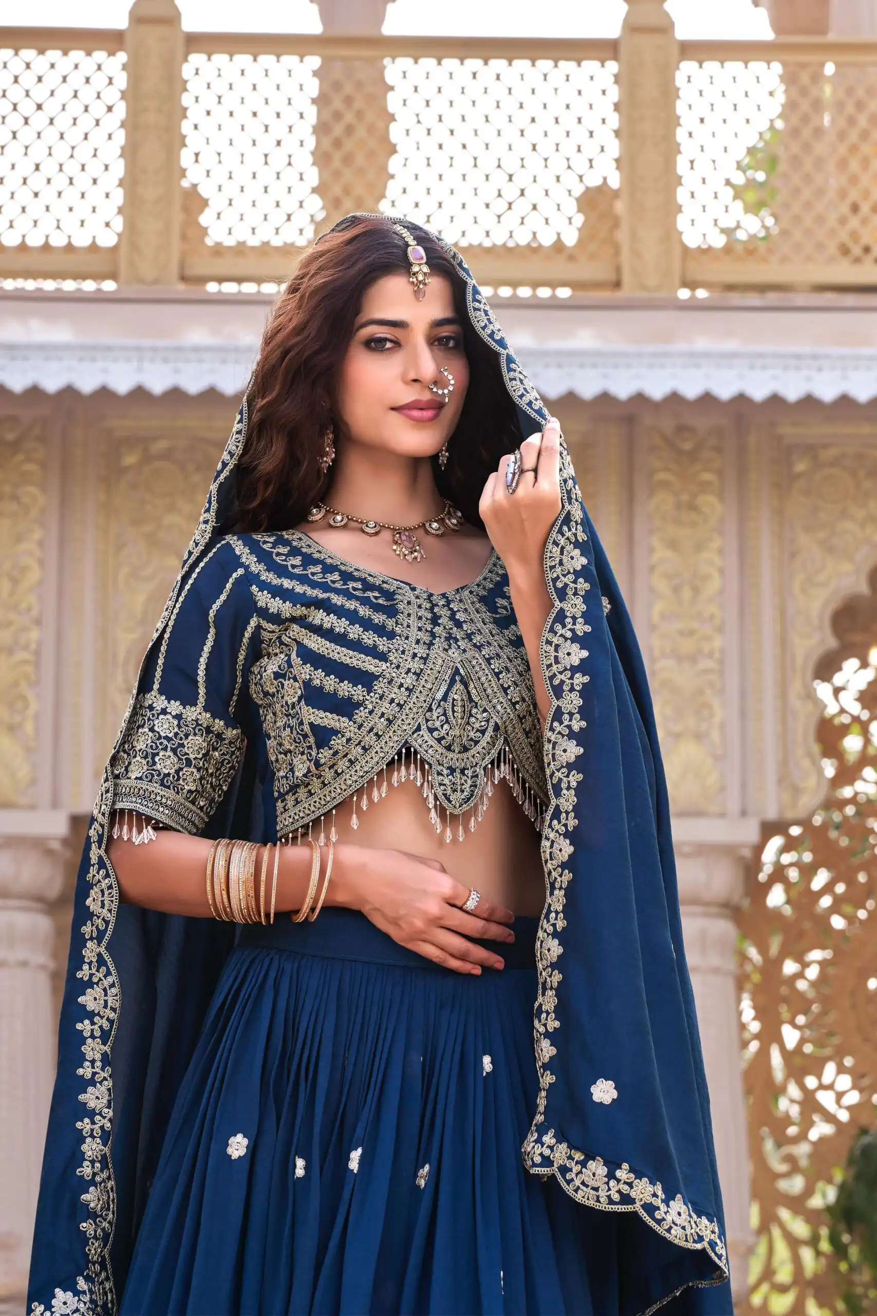 Ram 161 Navy Blue in Color Vichitra Silk Embroidery Work Lehenga Choli . Now at just ₹3149. Delivery 4-6 Working Days. Shop now. | Lehenga, Bollywood Lehenga, Creative Lehenga, Designer Lehenga, Embroidered Lehenga, Party Wear Lehenga