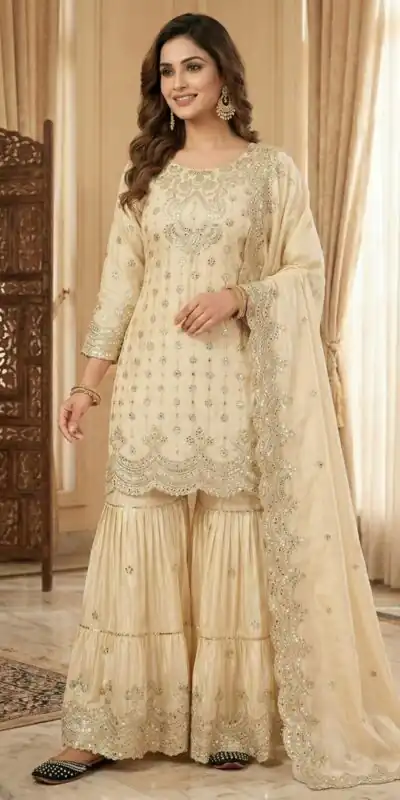 MF 459 Off White Chinon Silk Sequence Work Salwar Suit. Online Affordable Price ₹2549. Delivery 4-6 Working Days. Shop now. | Jump Suits, Salwar suit, Casual Suits, Creative suits, Designer Suits, Palazzo Suits, Party Wear Suits, Patiala Suits, Straight Suits