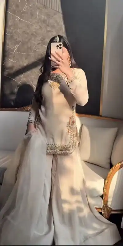 NF 1269 Off White Korean Satin Silk Salwar Suit with Lace Work & Embroidery Work. Exclusive Offer ₹2149. Delivery 4-6 Working Days. Shop now. | Jump Suits, Salwar suit, Casual Suits, Creative suits, Designer Suits, Palazzo Suits, Party Wear Suits, Patiala Suits, Straight Suits