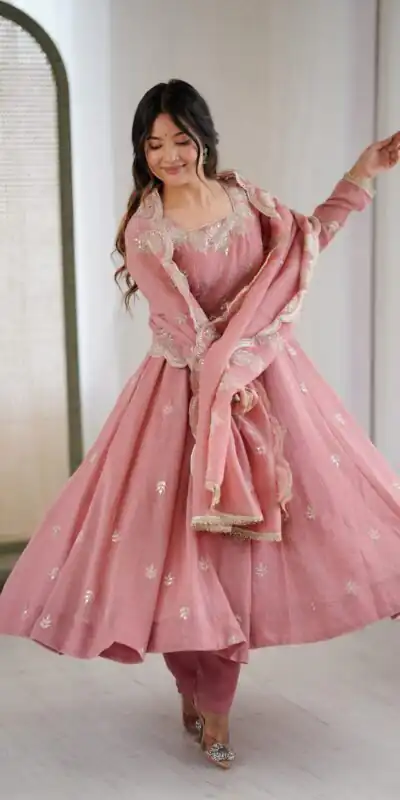 ZF 5011 Onion Crunchy Silk Gown with Embroidery Work. Wedding, Party, Festive, Events Best Price βΉ2099. Delivery 4-6 Working Days. Shop now. | Gowns, Bollywood Gowns, Creative Gowns, Designer Gowns, Embroidered Gowns, Party Wear Gowns