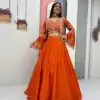PC 565 Orange Color Chinon silk Lehenga Choli with Cut Work. Special Online Price ₹3049. Delivery 4-6 Working Days. Shop now. | Lehenga, Bollywood Lehenga, Creative Lehenga, Designer Lehenga, Embroidered Lehenga, Party Wear Lehenga