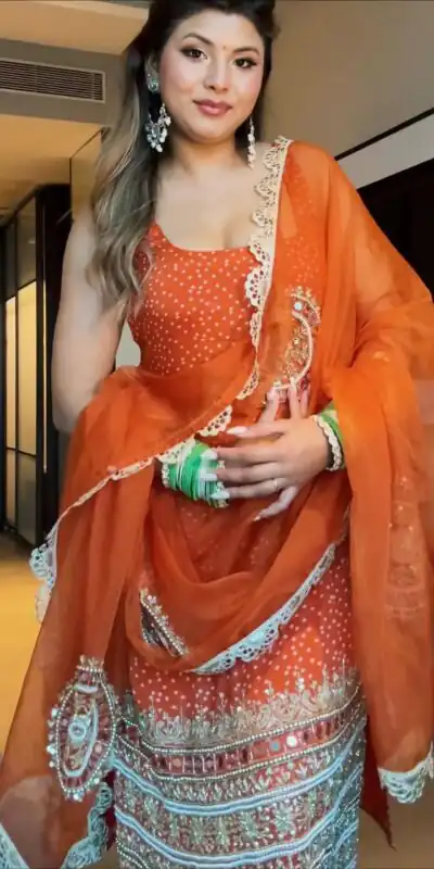 ST 1142 Orange Faux Georgette Salwar Suit with Mirror Work & Embroidery Work. Introductory Price ₹2449. Delivery 4-6 Working Days. Shop now. | Jump Suits, Salwar suit, Casual Suits, Creative suits, Designer Suits, Palazzo Suits, Party Wear Suits, Patiala Suits, Straight Suits