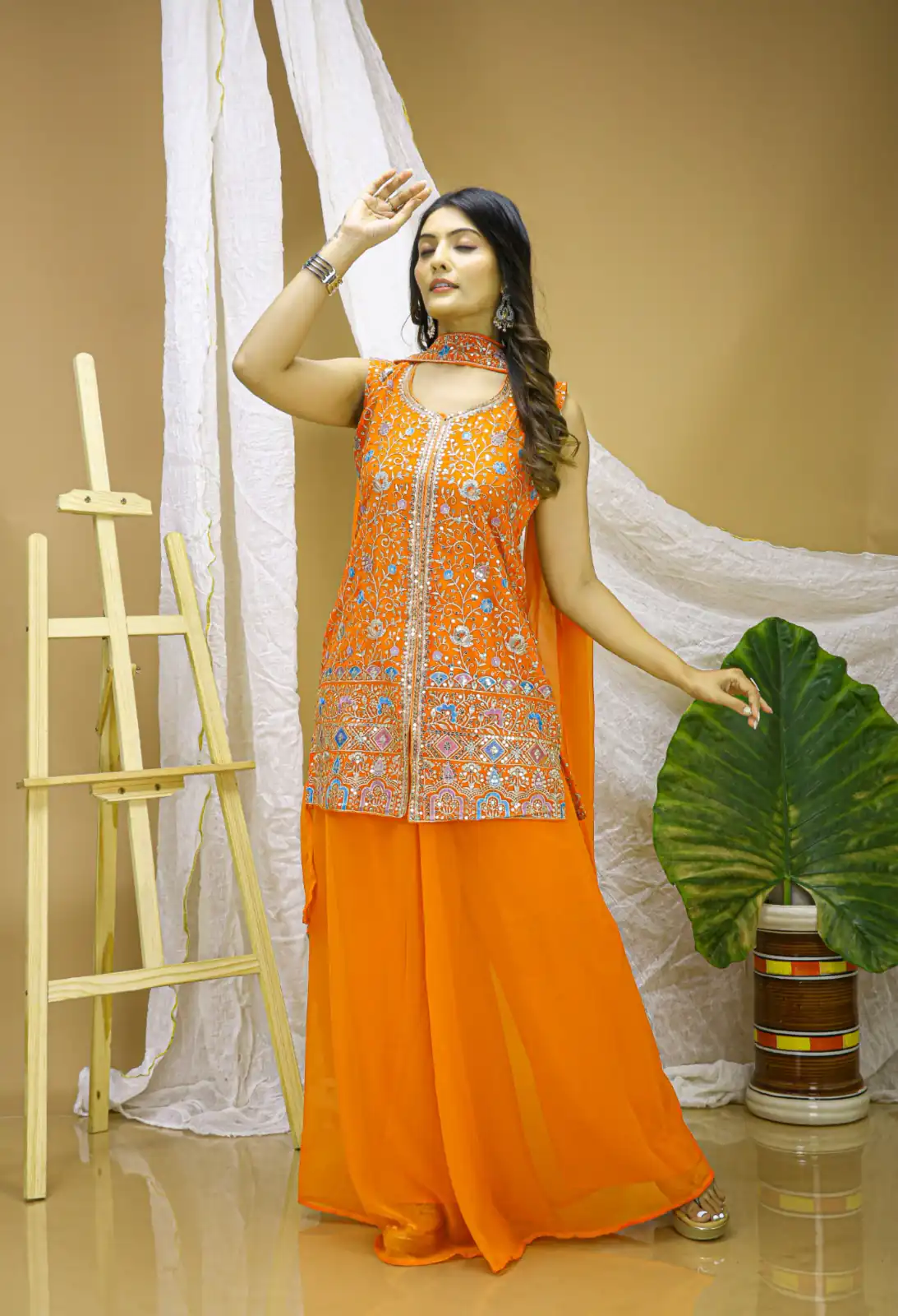 FE 124 Orange Color Georgette Salwar Suit with Embroidery Work. Introductory Price ₹1999. Delivery 4-6 Working Days. Shop now. | Jump Suits, Salwar suit, Casual Suits, Creative suits, Designer Suits, Palazzo Suits, Party Wear Suits, Patiala Suits, Straight Suits