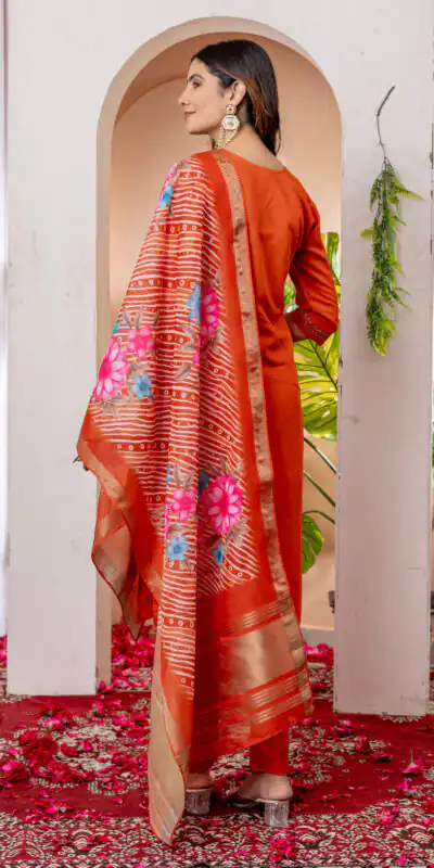 DIVA 112 Orange Marina Silk Salwar Suit with Embroidery Work. Introductory Price ₹1999. Delivery 4-6 Working Days. Shop now. | Jump Suits, Salwar suit, Casual Suits, Creative suits, Designer Suits, Palazzo Suits, Party Wear Suits, Patiala Suits, Straight Suits