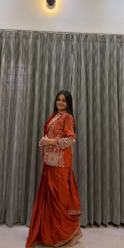 ST 1147 Orange in Rangoli Silk. Lace Work & Embroidery Work Saree Special Price ₹2099. Delivery 4-6 Working Days. Shop now. | Sarees, Bollywood Sarees, Creative Sarees, Designer Sarees, Embroidered Sarees, Ethnic Saree, Modern Digital sarees, Party Wear Sarees