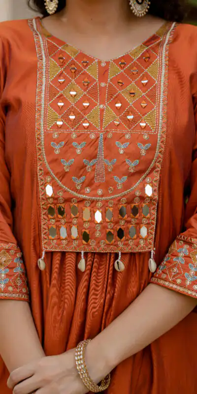 DIVA 126 Orange Viscose Roman Silk Anarkali Suit with Mirror Work & Embroidery Work. Affordable Price ₹2049. Delivery 4-6 Working Days. Shop now. | Anarkali Suits, Bollywood Anarkali, Creative-Anarkali, Designer Anarkali, Embroidered Anarkali, Party Wear Anarkali