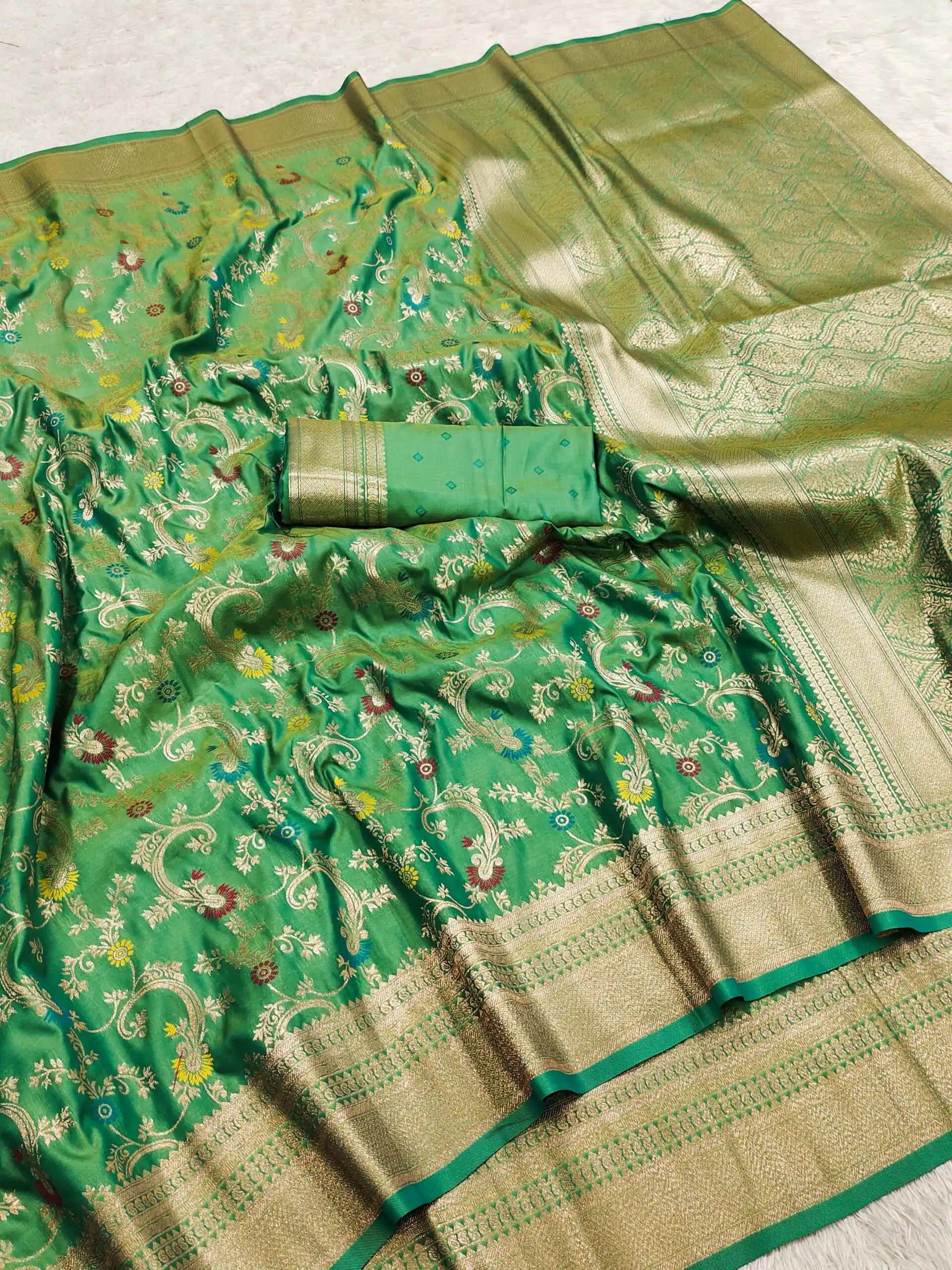 MB 548 Parrot Green Banarasi silk Saree with Zari Work & Lace Work. Wedding, Party, Festive, Now at just ₹1949. Delivery 4-6 Working Days. Shop now. | Sarees, Bollywood Sarees, Creative Sarees, Designer Sarees, Embroidered Sarees, Ethnic Saree, Modern Digital sarees, Party Wear Sarees