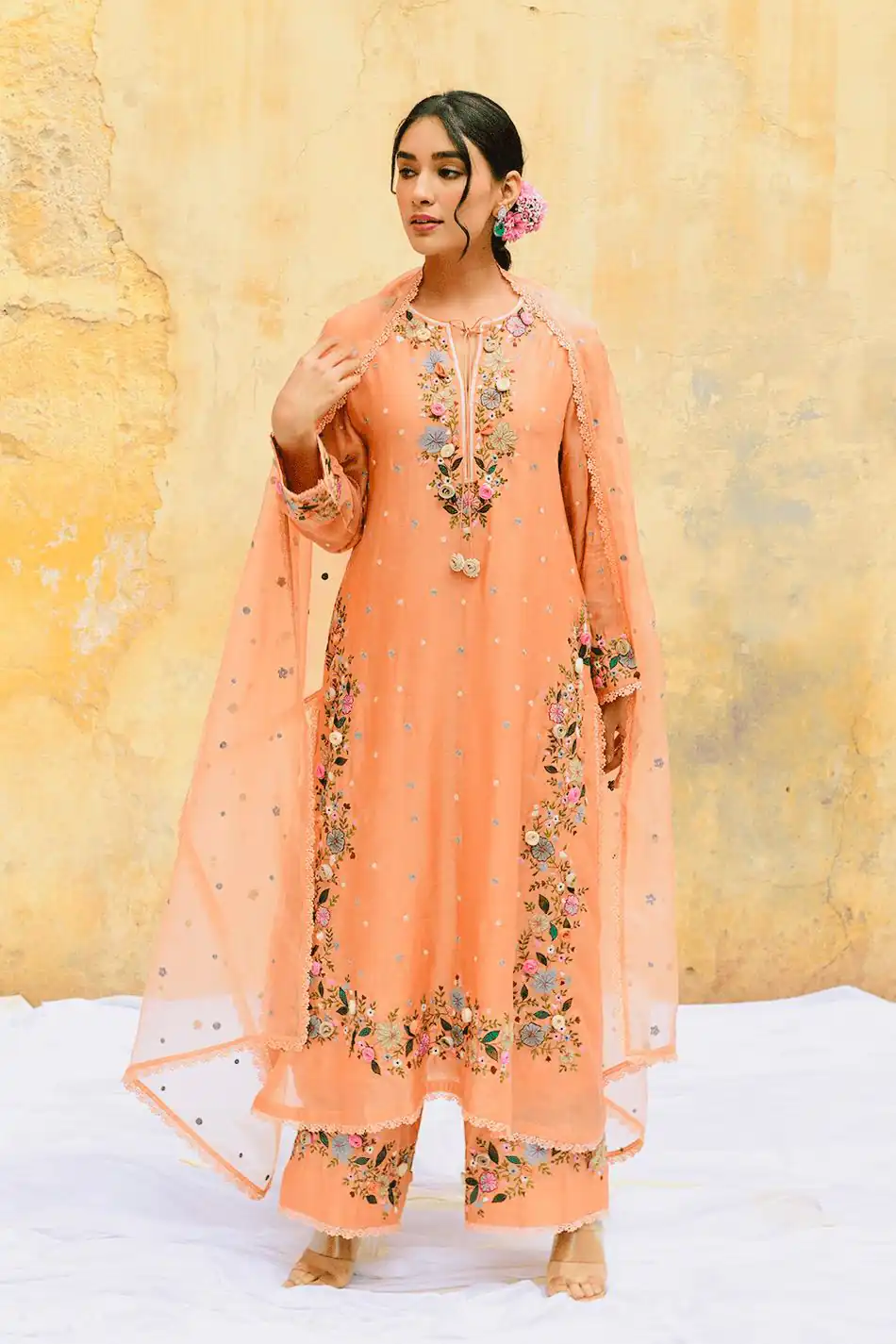 NSR 862 Peach Faux Georgette Slawar Suit with Embroidery Work & Lace Work. Introductory Price ₹2149. Delivery 4-6 Working Days. Shop now. | Jump Suits, Tops & Bottoms, Track Suits, Salwar suit, Casual Suits, Creative suits, Designer Suits, Palazzo Suits, Party Wear Suits, Patiala Suits, Straight Suits, Trendy Wear