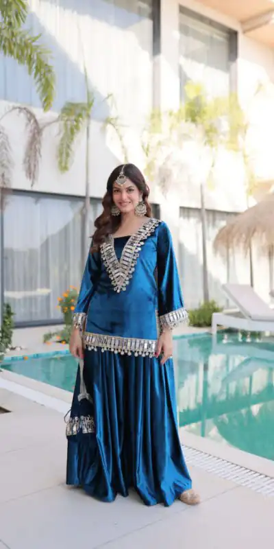 Z 111 Blue in Color 9000 Velvet. Mirror Work & Embroidery Work Salwar Suit Get it for ₹1999. Delivery 4-6 Working Days. Shop now. | Jump Suits, Salwar suit, Casual Suits, Creative suits, Designer Suits, Palazzo Suits, Party Wear Suits, Patiala Suits, Straight Suits