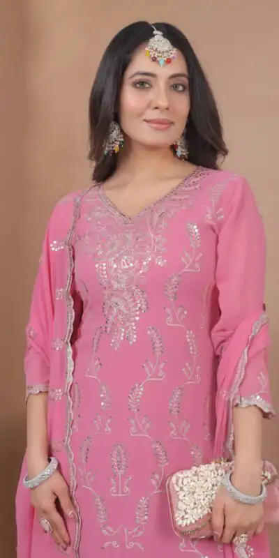 FE 125 Pink Color Georgette Salwar Suit with Embroidery Work. Introductory Price ₹1999. Delivery 4-6 Working Days. Shop now. | Jump Suits, Salwar suit, Casual Suits, Creative suits, Designer Suits, Palazzo Suits, Party Wear Suits, Patiala Suits, Straight Suits