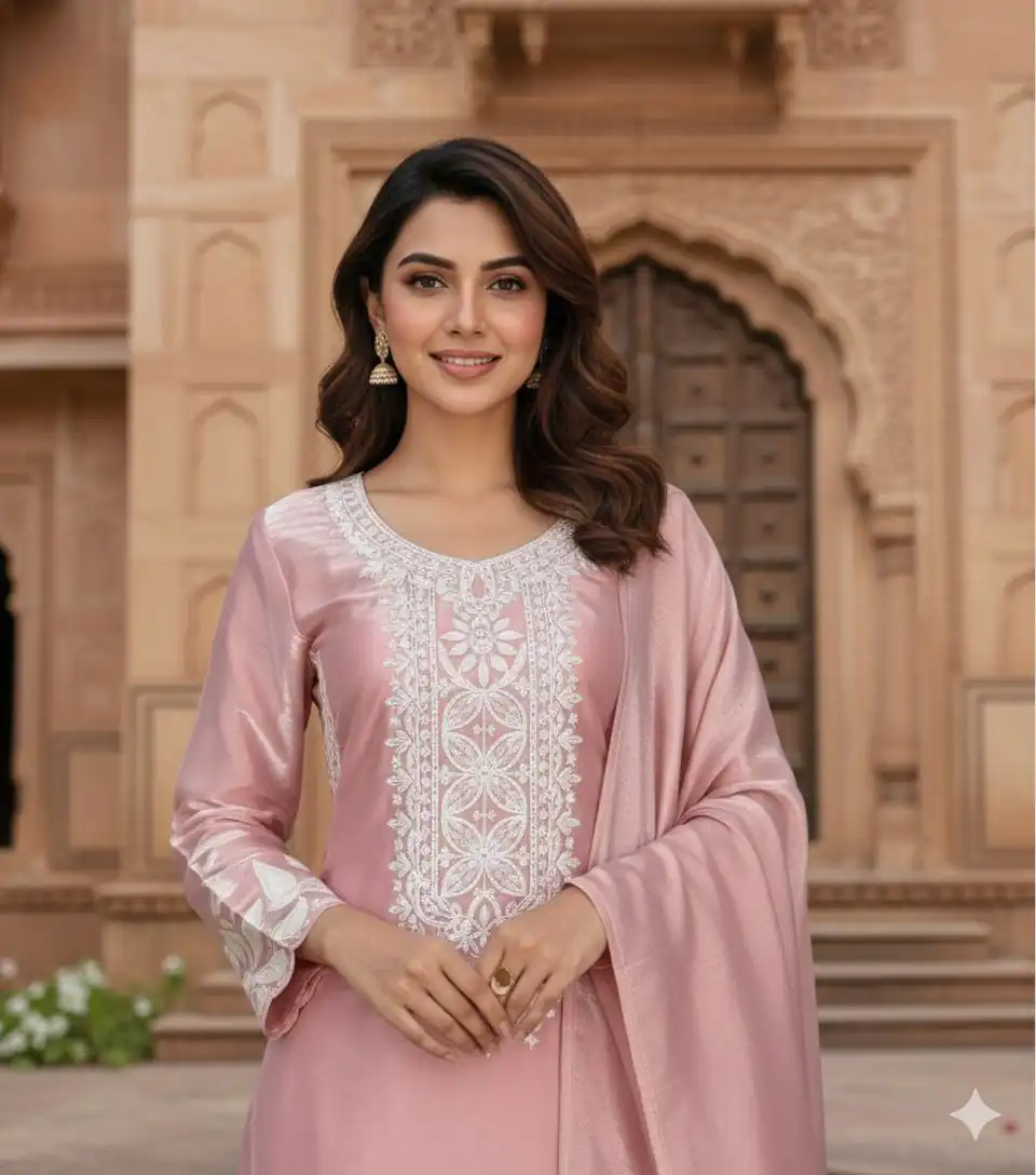 BE 442 Pink Organza Silk Salwar Suit with Embroidery Work & Cowrie Work. Grab it for ₹2049. Delivery 4-6 Working Days. Shop now. | Jump Suits, Salwar suit, Casual Suits, Creative suits, Designer Suits, Palazzo Suits, Party Wear Suits, Patiala Suits, Straight Suits