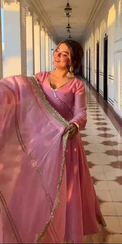 NF 1265 Pink Tabby Organza Anarkali Suit Perfect for Wedding, Party, Reception, Sangeet, Traditional Day – . Grab it for ₹2449. Delivery 4-6 Working Days | Anarkali Suits, Bollywood Anarkali, Creative-Anarkali, Designer Anarkali, Embroidered Anarkali, Party Wear Anarkali