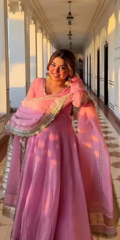 NF 1265 Pink Tabby Organza Anarkali Suit Perfect for Wedding, Party, Reception, Sangeet, Traditional Day – . Grab it for ₹2449. Delivery 4-6 Working Days | Anarkali Suits, Bollywood Anarkali, Creative-Anarkali, Designer Anarkali, Embroidered Anarkali, Party Wear Anarkali