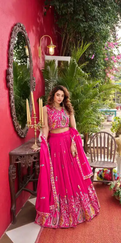 Ram 158 Pink Color Vichitra Lehenga Choli with Embroidery Work. Wedding, Party, Festive, Grab it for ₹3049. Delivery 4-6 Working Days. Shop now. | Lehenga, Bollywood Lehenga, Creative Lehenga, Designer Lehenga, Embroidered Lehenga, Party Wear Lehenga