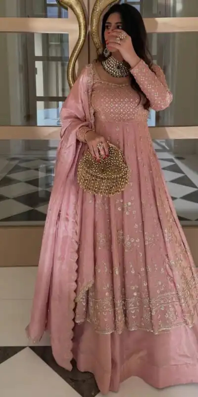 SR 1703 Pink Zimmy Silk Lehenga Choli with Embroidery Work. Introductory Price ₹2549. Delivery 4-6 Working Days. Shop now. | Lehenga, Bollywood Lehenga, Creative Lehenga, Designer Lehenga, Embroidered Lehenga, Party Wear Lehenga