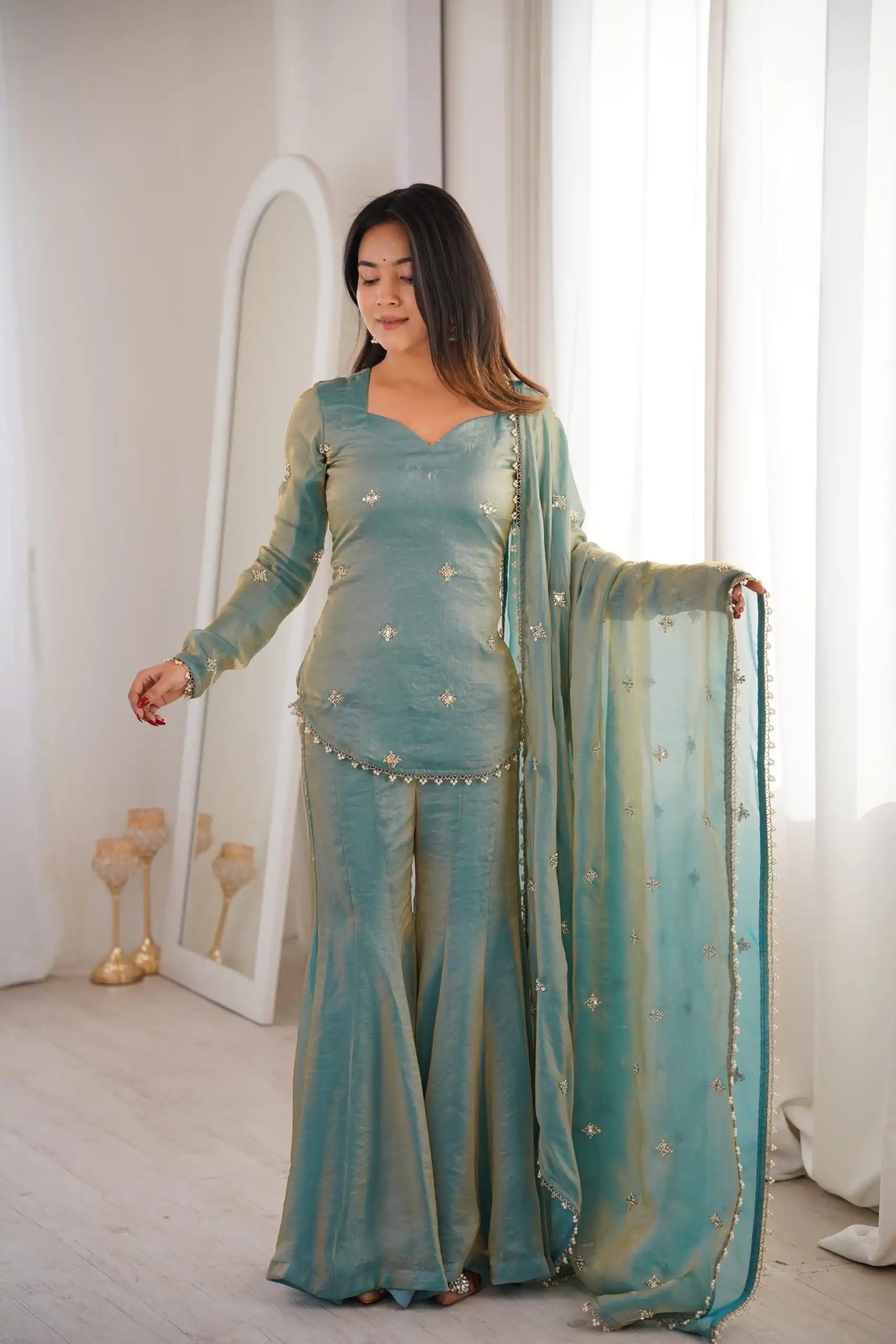 ZSR 3159 Pista Fendy Silk Salwar Suitwith Embroidery Work & Lace Work. Now at just ₹2049. Delivery 4-6 Working Days. Shop now. | Jump Suits, Salwar suit, Casual Suits, Creative suits, Designer Suits, Palazzo Suits, Party Wear Suits, Patiala Suits, Straight Suits