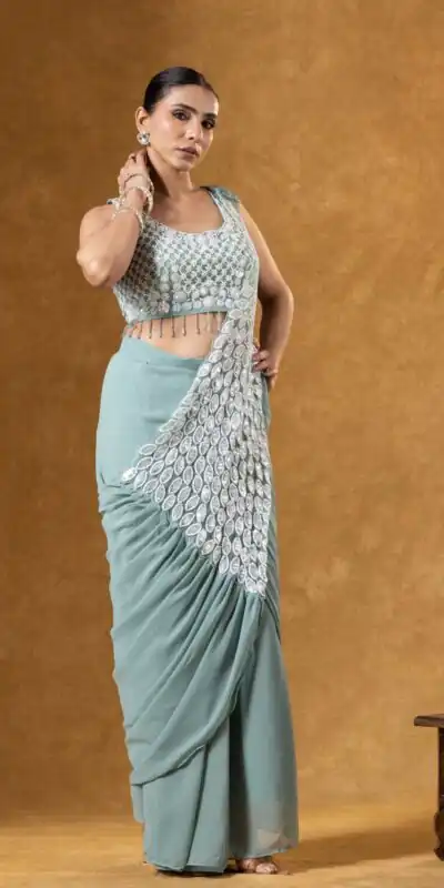 ST 1165 Grey Faux Georgette Saree with Embroidery Work & Sequins Work. Now at just ₹1799. Delivery 4-6 Working Days. Shop now. | Sarees, Bollywood Sarees, Creative Sarees, Designer Sarees, Embroidered Sarees, Ethnic Saree, Modern Digital sarees, Party Wear Sarees