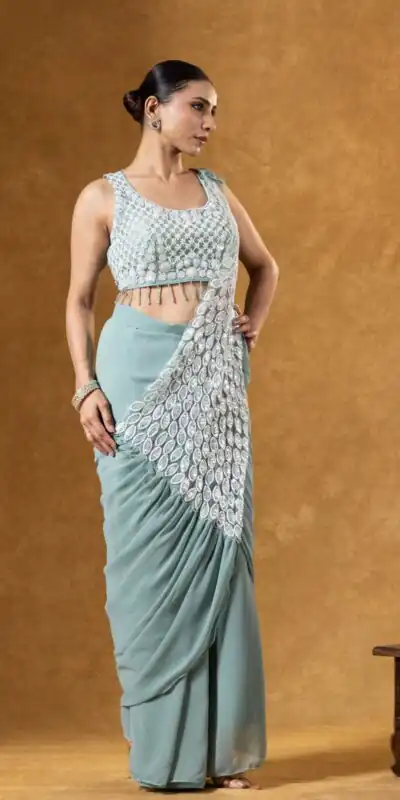 ST 1165 Grey Faux Georgette Saree with Embroidery Work & Sequins Work. Now at just βΉ1799. Delivery 4-6 Working Days. Shop now. | Sarees, Bollywood Sarees, Creative Sarees, Designer Sarees, Embroidered Sarees, Ethnic Saree, Modern Digital sarees, Party Wear Sarees