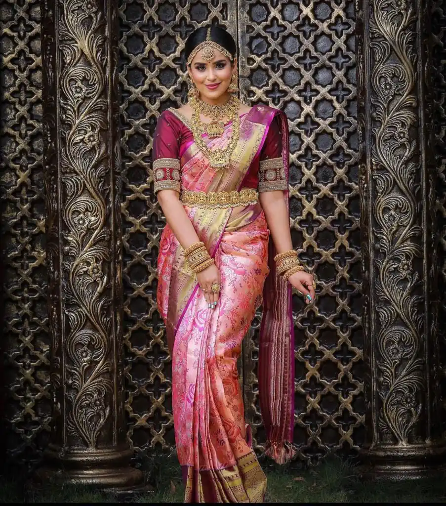 KP 4035 Peach Soft Lichi Silk Saree Perfect for Wedding, Party, Reception, Diwali, Ethnic Day – . Affordable Price ₹1449. Delivery 4-6 Working Days. | Sarees, Bollywood Sarees, Creative Sarees, Designer Sarees, Embroidered Sarees, Ethnic Saree, Modern Digital sarees, Party Wear Sarees