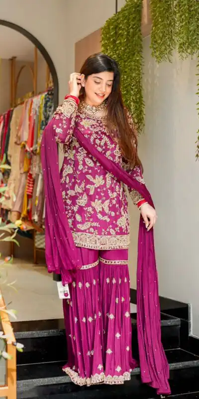 SRK 5302 Wine Color Georgette Salwar Suit with Embroidery Work. online Get it for ₹1899. Delivery 4-6 Working Days. Shop now. | Jump Suits, Salwar suit, Casual Suits, Creative suits, Designer Suits, Palazzo Suits, Party Wear Suits, Patiala Suits, Straight Suits