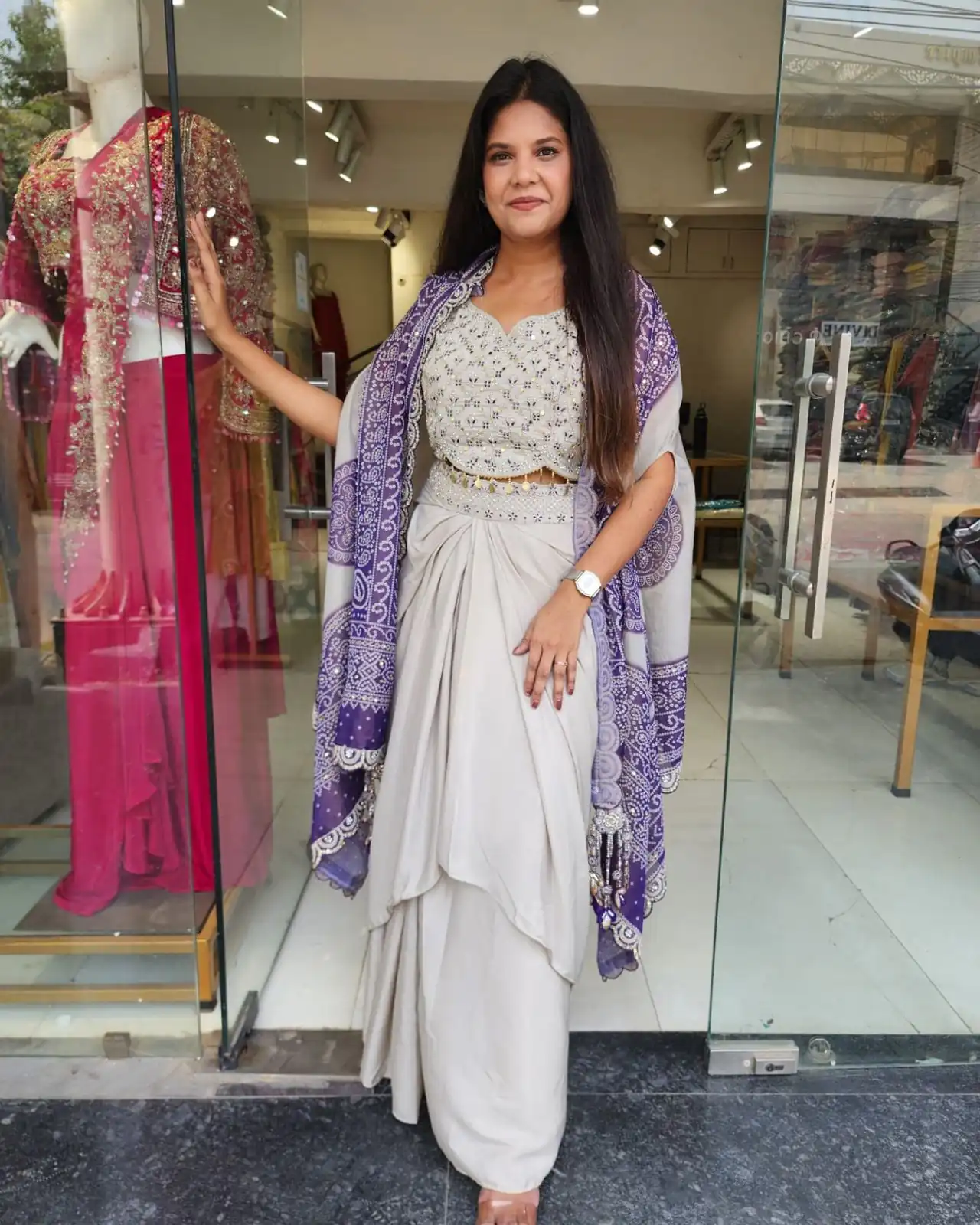 BB 53 Purple Crap Silk Dhoti Suit. Perfect for Wedding, Party, Anniversary, Holi, Temple Visit – Available at ₹2599 only. Delivery 4-6 Working Days. | Jump Suits, Salwar suit, Casual Suits, Creative suits, Designer Suits, Palazzo Suits, Party Wear Suits, Patiala Suits, Straight Suits