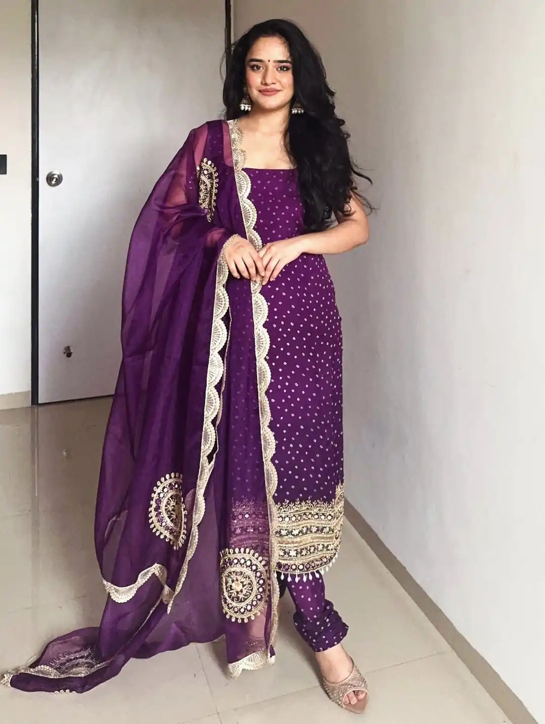 ST 1142 Purple Faux Georgette Salwar Suit with Mirror Work & Embroidery Work. Introductory Price ₹2449. Delivery 4-6 Working Days. Shop now. | Jump Suits, Salwar suit, Casual Suits, Creative suits, Designer Suits, Palazzo Suits, Party Wear Suits, Patiala Suits, Straight Suits