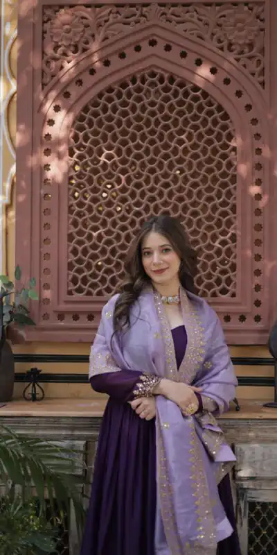 KA 1143 Purple Faux Georgette Sequence Work Gown Gown. Wedding, Party, Festive, Events Grab it for ₹2649. Delivery 4-6 Working Days. Shop now. | Gowns, Bollywood Gowns, Creative Gowns, Designer Gowns, Embroidered Gowns, Party Wear Gowns