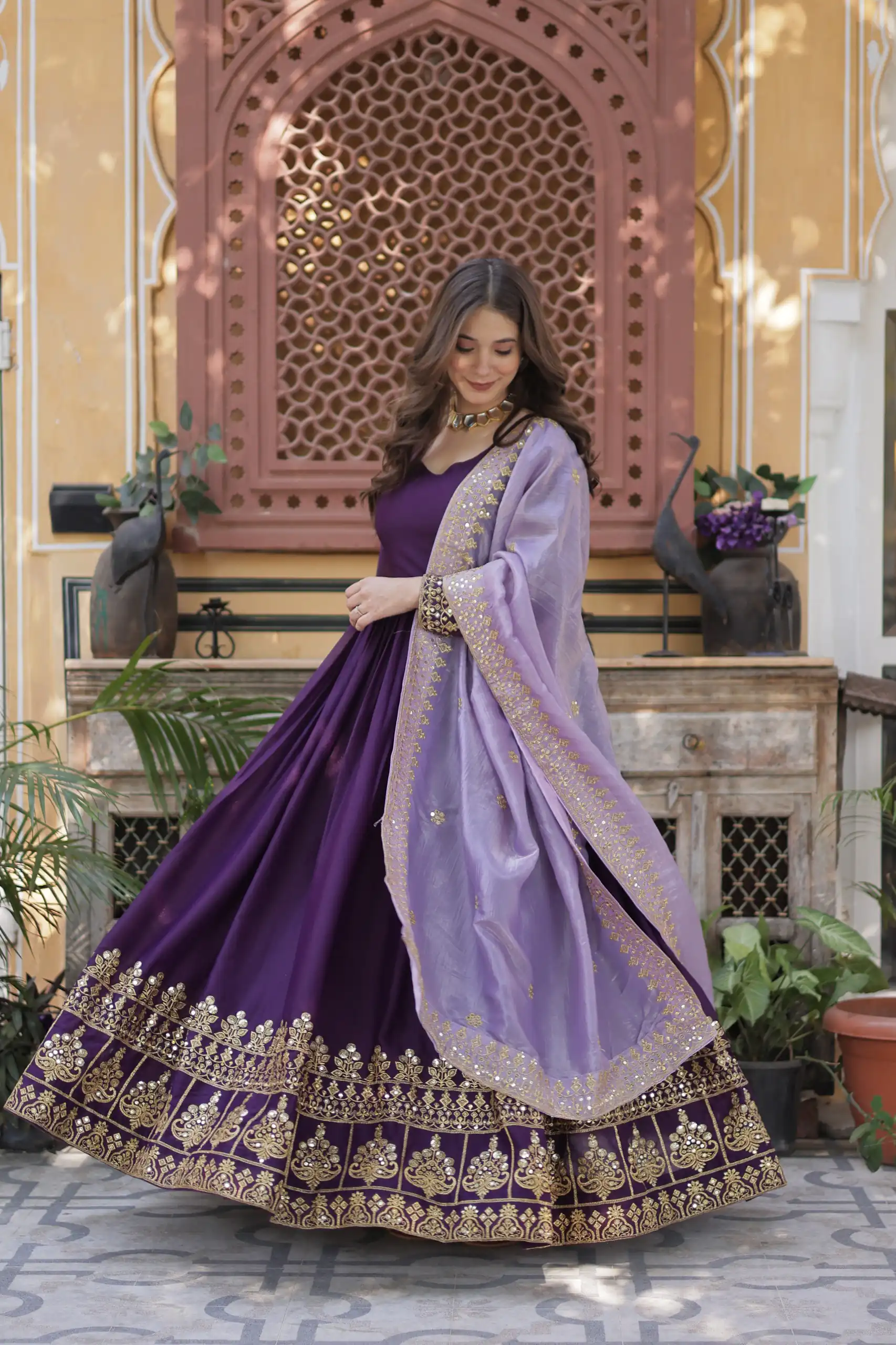 KA 1143 Purple Faux Georgette Sequence Work Gown Gown. Wedding, Party, Festive, Events Grab it for ₹2649. Delivery 4-6 Working Days. Shop now. | Gowns, Bollywood Gowns, Creative Gowns, Designer Gowns, Embroidered Gowns, Party Wear Gowns