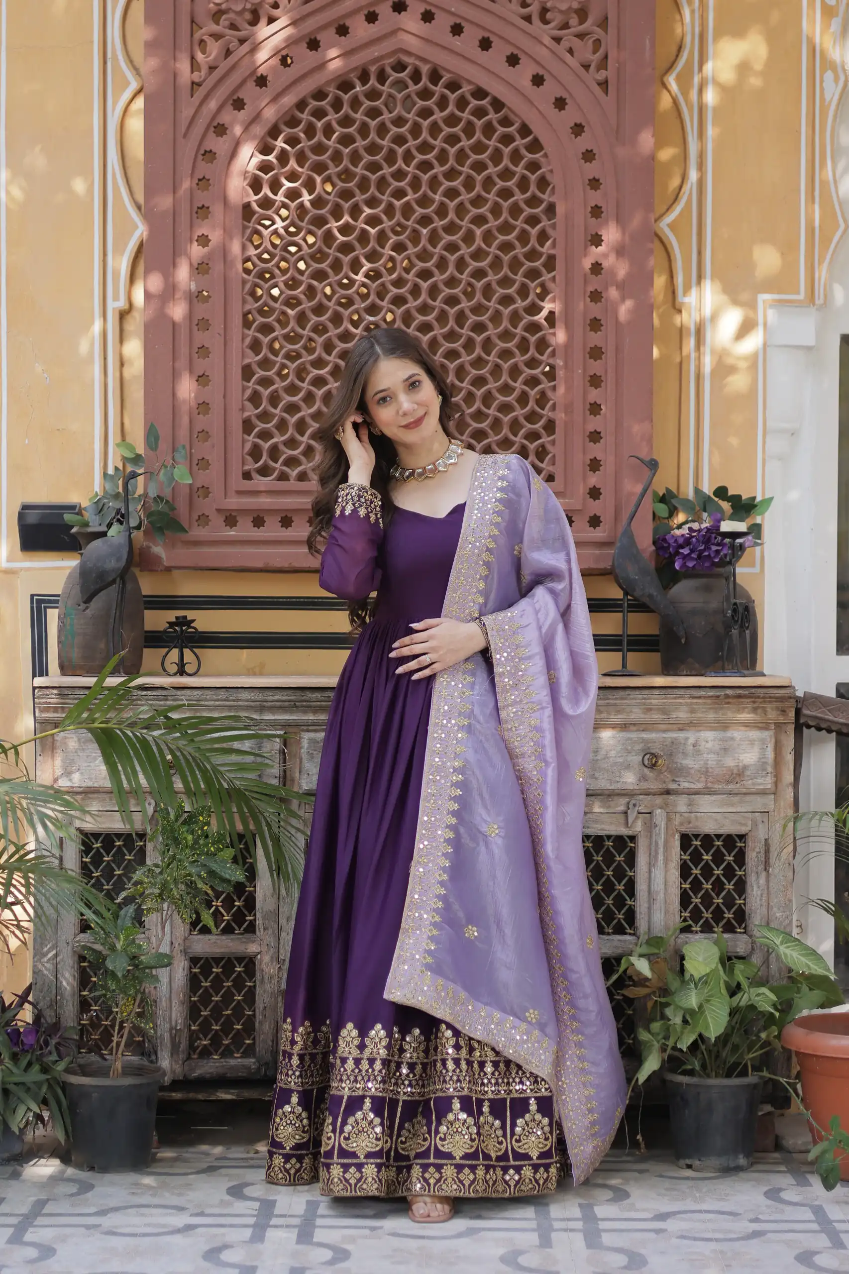 KA 1143 Purple Faux Georgette Sequence Work Gown Gown. Wedding, Party, Festive, Events Grab it for ₹2649. Delivery 4-6 Working Days. Shop now. | Gowns, Bollywood Gowns, Creative Gowns, Designer Gowns, Embroidered Gowns, Party Wear Gowns
