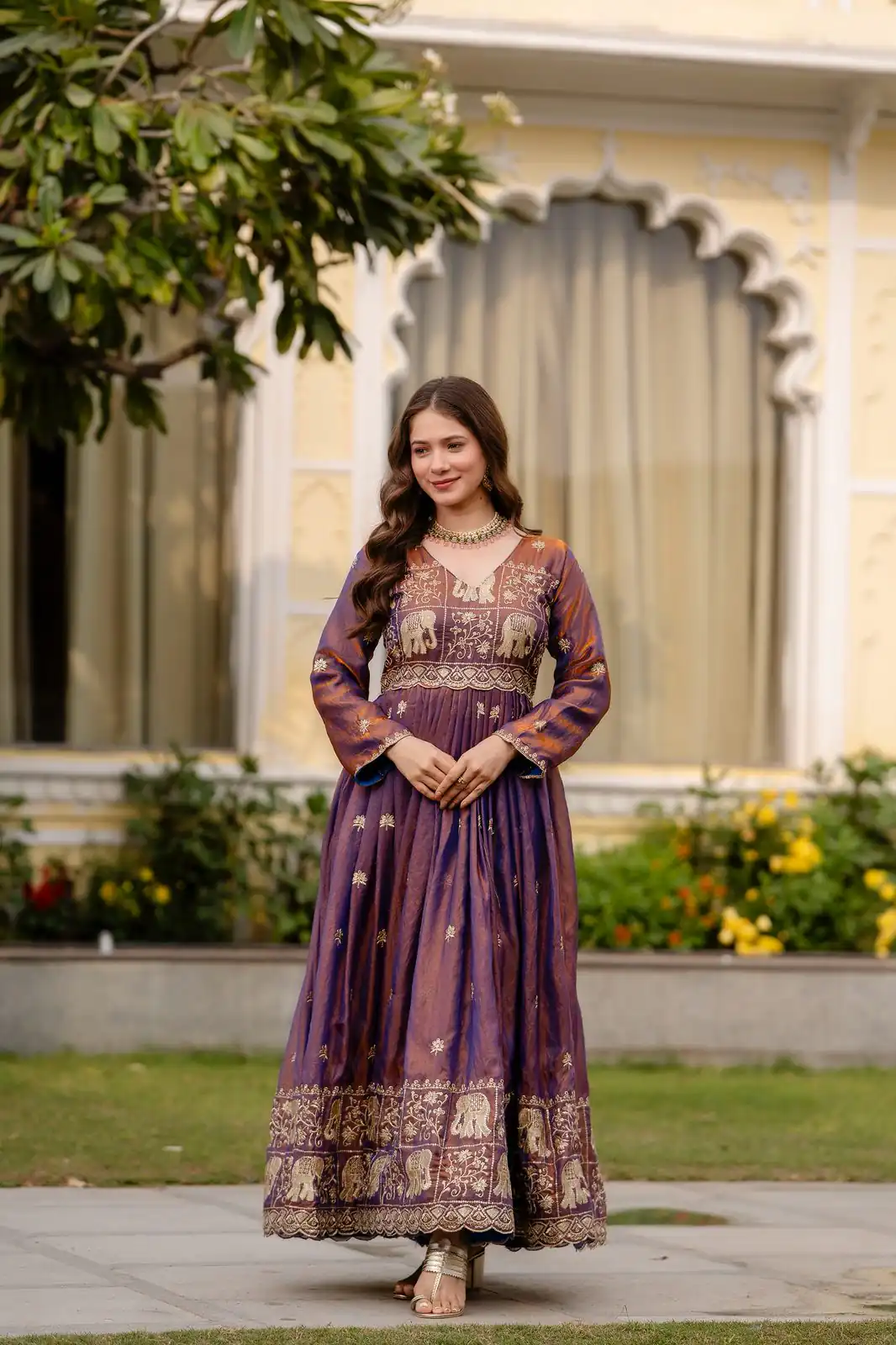 RR 38 Purple Fendy Satin Gown Perfect for Wedding, Party, Pongal, Makar Sankranti, Ganesh Chaturthi – . Available at ₹2649 only. Delivery 4-6 Wor | Gowns, Bollywood Gowns, Creative Gowns, Designer Gowns, Embroidered Gowns, Party Wear Gowns