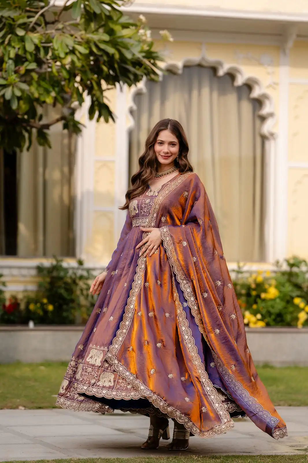 RR 38 Purple Fendy Satin Gown Perfect for Wedding, Party, Pongal, Makar Sankranti, Ganesh Chaturthi – . Available at ₹2649 only. Delivery 4-6 Wor | Gowns, Bollywood Gowns, Creative Gowns, Designer Gowns, Embroidered Gowns, Party Wear Gowns