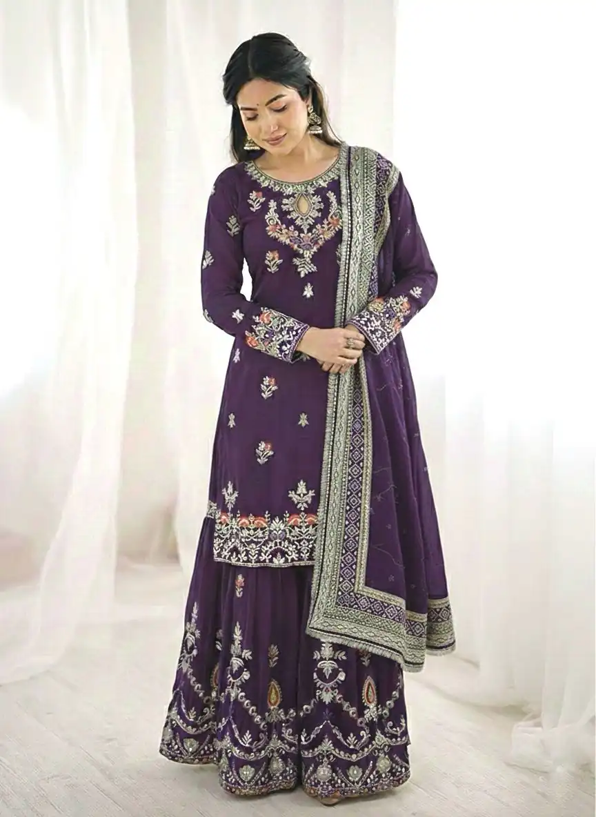 SSR 5007 Purple Color Faux Georgette Salwar Suit with Embroidery Work. Get it for ₹2449. Delivery 4-6 Working Days. Shop now. | Jump Suits, Salwar suit, Casual Suits, Creative suits, Designer Suits, Palazzo Suits, Party Wear Suits, Patiala Suits, Straight Suits