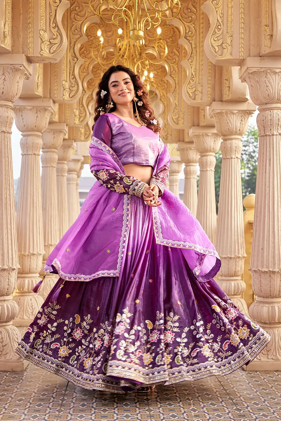Ram 159 Purple Gold Crush Lehenga Choli Perfect for Wedding, Party, Ethnic Day, Karwa Chauth, Sangeet – . Special Price ₹2649. Delivery 4-6 Working Days. | Lehenga, Bollywood Lehenga, Creative Lehenga, Designer Lehenga, Embroidered Lehenga, Party Wear Lehenga