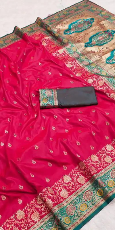 MB 3315 Red Color Banarasi Silk Gold Zari Border Saree . Wedding, Party, Festive, Available at ₹2049 only. Delivery 4-6 Working Days. Shop now. | Sarees, Bollywood Sarees, Creative Sarees, Designer Sarees, Embroidered Sarees, Ethnic Saree, Modern Digital sarees, Party Wear Sarees