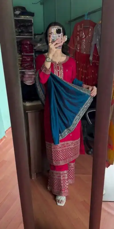 DC G76 Red Color Chinon Salwar Suit with Lace Work & Embroidery Work. Get it for ₹1949. Delivery 4-6 Working Days. Shop now. | Jump Suits, Tops & Bottoms, Track Suits, Salwar suit, Casual Suits, Creative suits, Designer Suits, Palazzo Suits, Party Wear Suits, Patiala Suits, Straight Suits, Trendy Wear