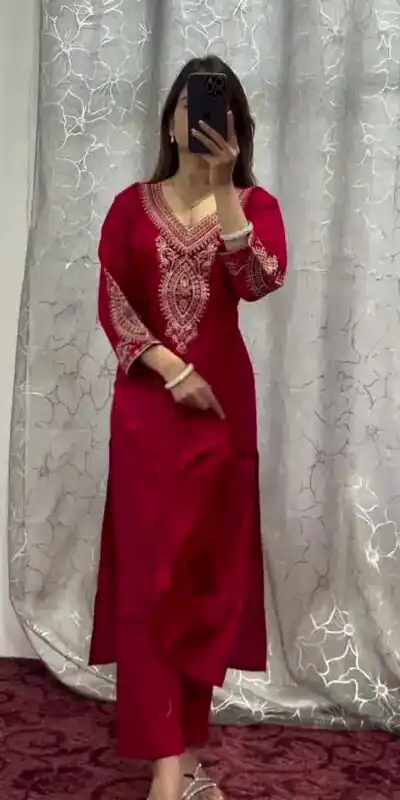 DC G85 Red Printed Chinon Salwar Suit with Lace Work & Mirror Work. Affordable Price ₹1799. Delivery 4-6 Working Days. Shop now. | Jump Suits, Salwar suit, Casual Suits, Creative suits, Designer Suits, Palazzo Suits, Party Wear Suits, Patiala Suits, Straight Suits