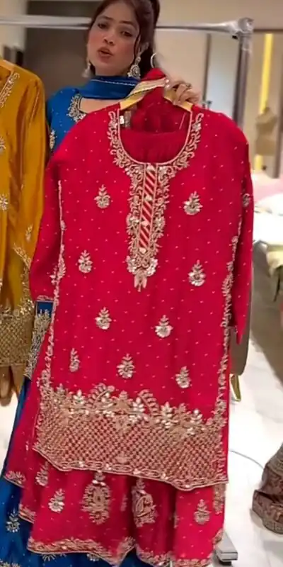 NF 1249 Red Color Chinon Silk Salwar Suit with Embroidery Work. Online Get it for ₹2149. Delivery 4-6 Working Days. Shop now. | Jump Suits, Salwar suit, Casual Suits, Creative suits, Designer Suits, Palazzo Suits, Party Wear Suits, Patiala Suits, Straight Suits
