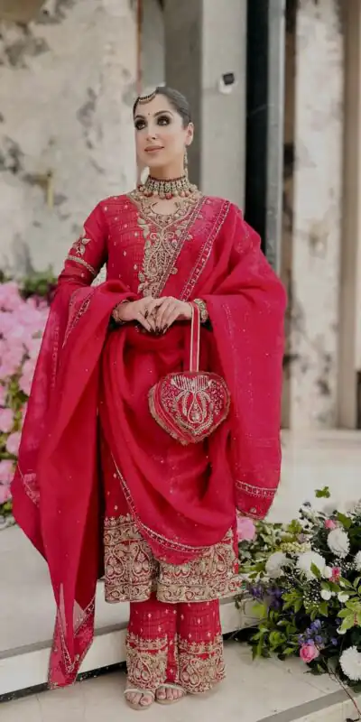 SRK 5327 Red Crunchy Silk Salwar Suit with Embroidery Work & Lace Work. Introductory Price ₹2399. Delivery 4-6 Working Days. Shop now. | Jump Suits, Salwar suit, Casual Suits, Creative suits, Designer Suits, Palazzo Suits, Party Wear Suits, Patiala Suits, Straight Suits
