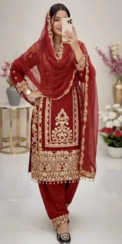 KF 1716 Red in Color Faux Georgette Embroidery Work Salwar Suit . Exclusive Offer ₹2099. Delivery 4-6 Working Days. Shop now. | Jump Suits, Tops & Bottoms, Track Suits, Salwar suit, Casual Suits, Creative suits, Designer Suits, Palazzo Suits, Party Wear Suits, Patiala Suits, Straight Suits, Trendy Wear