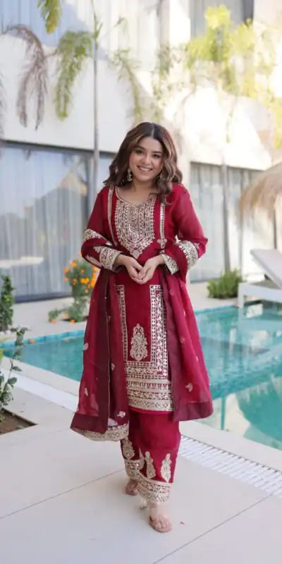 KA 1232 Red Fendi Silk Salwar Suit Red with Embroidery Work & Sequins Work. Affordable Price ₹2499. Delivery 4-6 Working Days. Shop now. | Jump Suits, Salwar suit, Casual Suits, Creative suits, Designer Suits, Palazzo Suits, Party Wear Suits, Patiala Suits, Straight Suits