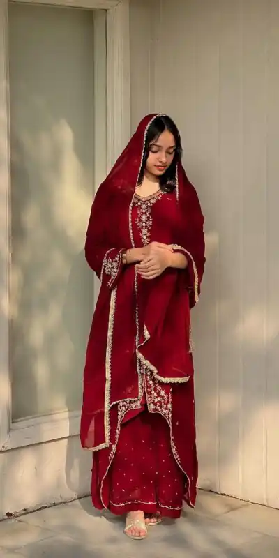 VLM 322 Red Georgette Salwar Suit Perfect for Wedding, Party, Housewarming, Durga Puja, Festival Celebrations – . Grab it for ₹1949. Delivery 4-6 Workin | Jump Suits, Salwar suit, Casual Suits, Creative suits, Designer Suits, Palazzo Suits, Party Wear Suits, Patiala Suits, Straight Suits