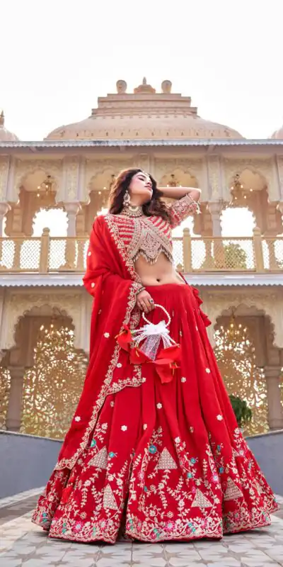 Ram 161 Red in Color Vichitra Silk Embroidery Work Lehenga Choli . Now at just ₹3149. Delivery 4-6 Working Days. Shop now. | Lehenga, Bollywood Lehenga, Creative Lehenga, Designer Lehenga, Embroidered Lehenga, Party Wear Lehenga