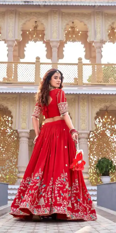 Ram 161 Red in Color Vichitra Silk Embroidery Work Lehenga Choli . Now at just ₹3149. Delivery 4-6 Working Days. Shop now. | Lehenga, Bollywood Lehenga, Creative Lehenga, Designer Lehenga, Embroidered Lehenga, Party Wear Lehenga