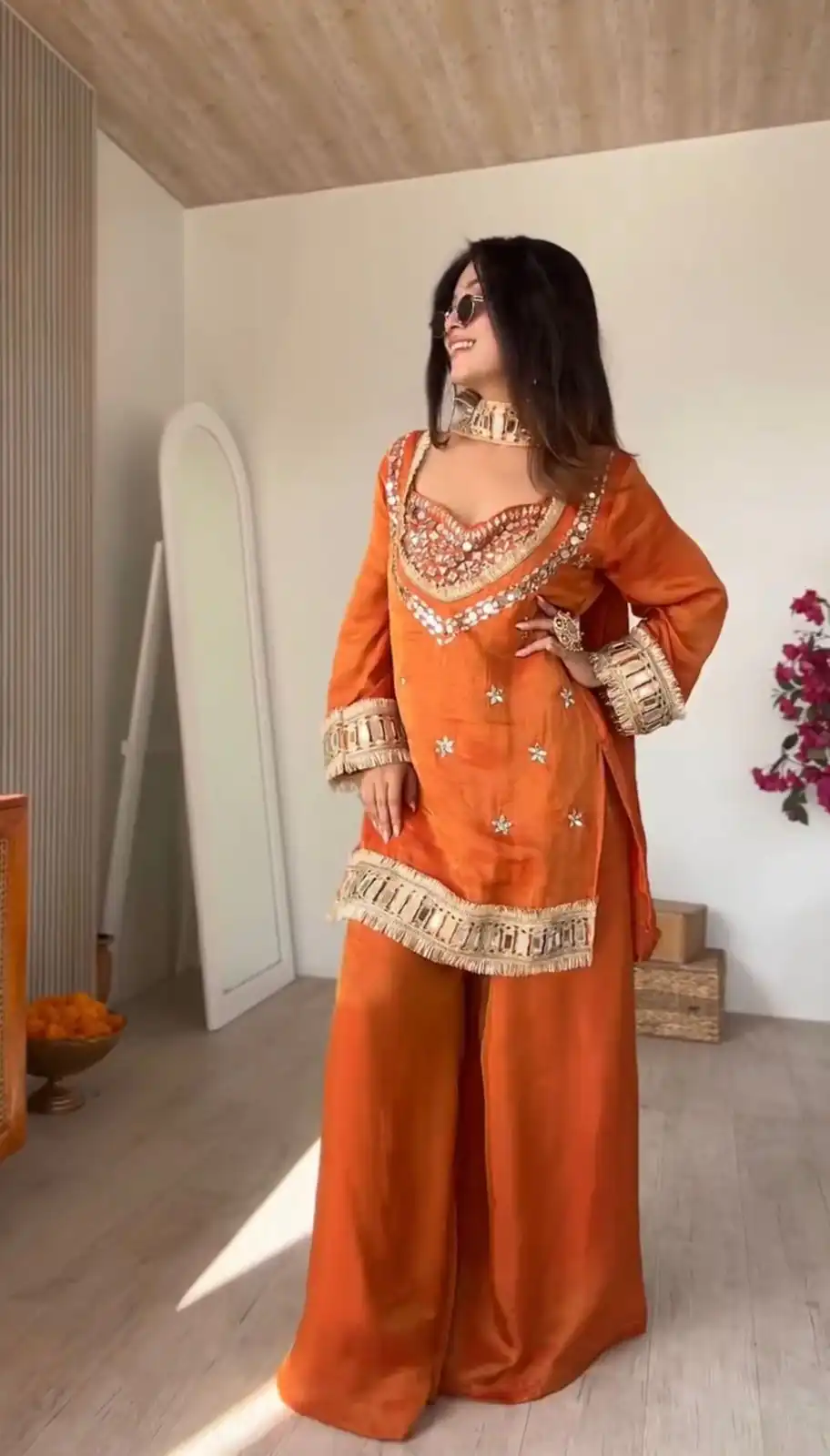 SRK 5326 Rust Fendy Silk Salwar Suit with Mirror Work & Lace Work. Affordable Price ₹2399. Delivery 4-6 Working Days. Shop now. | Jump Suits, Salwar suit, Casual Suits, Creative suits, Designer Suits, Palazzo Suits, Party Wear Suits, Patiala Suits, Straight Suits
